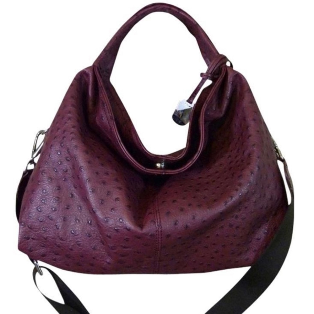 NWT Furla Ostrich Embossed Elizabeth leather hobo bag